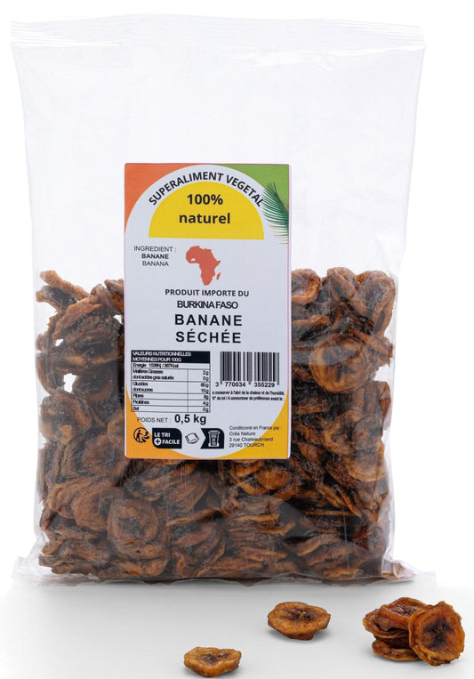 Banane Séchée 100 % Naturelle – Sans Sucre Ajouté, Sans Conservateurs, Idéale pour Professionnels – 500g - FRUITS SAJE