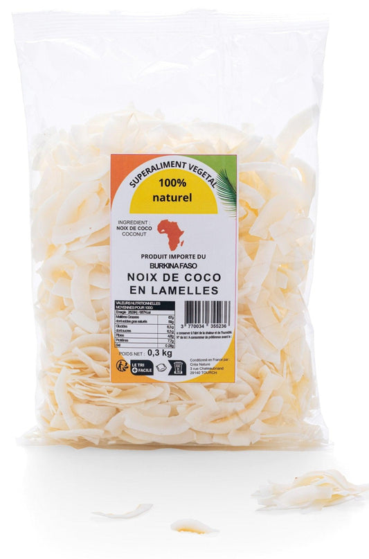 Lamelles de Coco 100 % Naturelles – Sans Sucre Ajouté, Sans Conservateurs, Format 300g, Idéales pour Professionnels - FRUITS SAJE