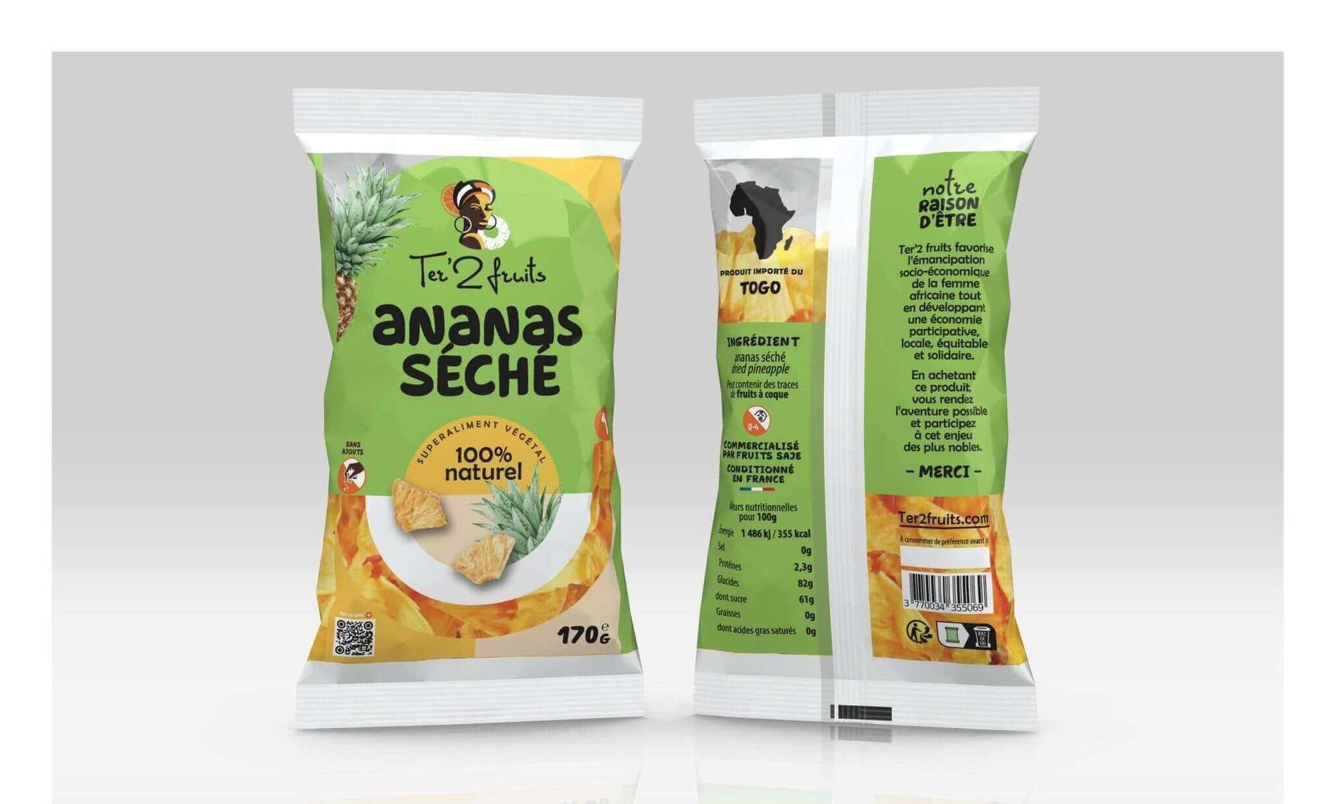 LE TRIO DES SPORTIFS - BANANE - ANANAS - NOIX DE CAJOU - FRUITS SAJE