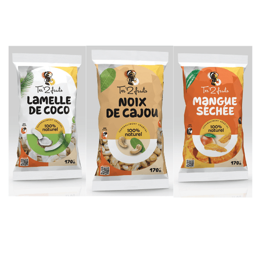 LES GOURMANDS - MANGUE - NOIX DE CAJOU - LAMELLES DE COCO - FRUITS SAJE