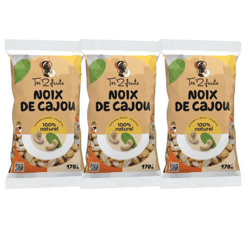 Noix de cajou naturelle – Croquante, saine et gourmande - 3 x 170g - FRUITS SAJE